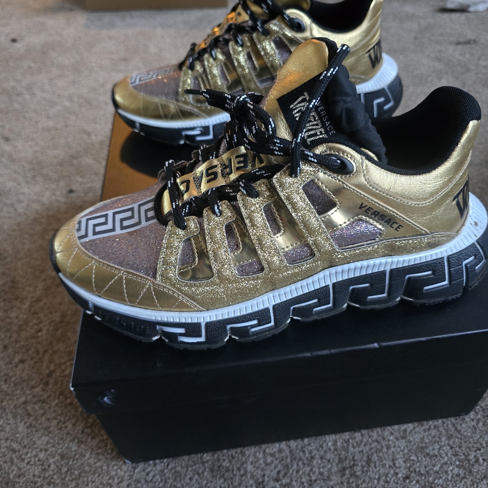 Versace Gold and Black Athletic Shoes